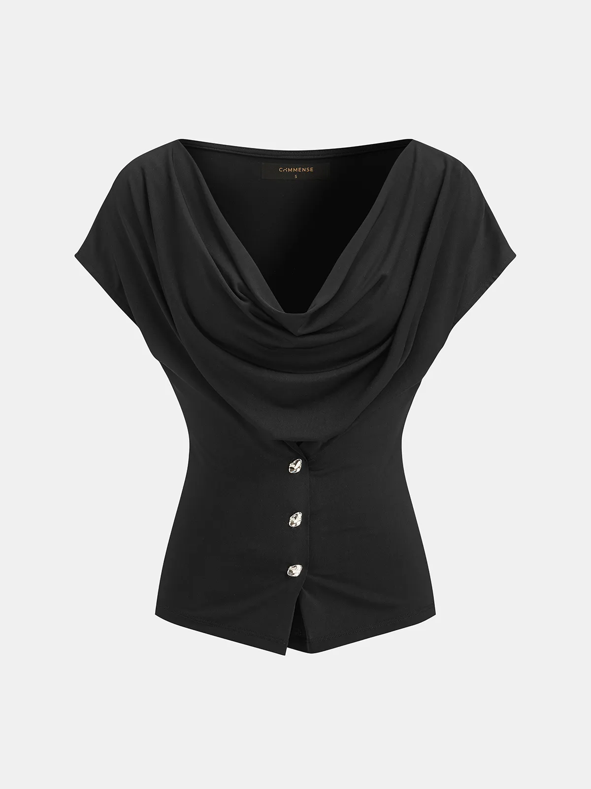 Cowl Neck Fitted Buttoned Blouse sold by COMMENSE