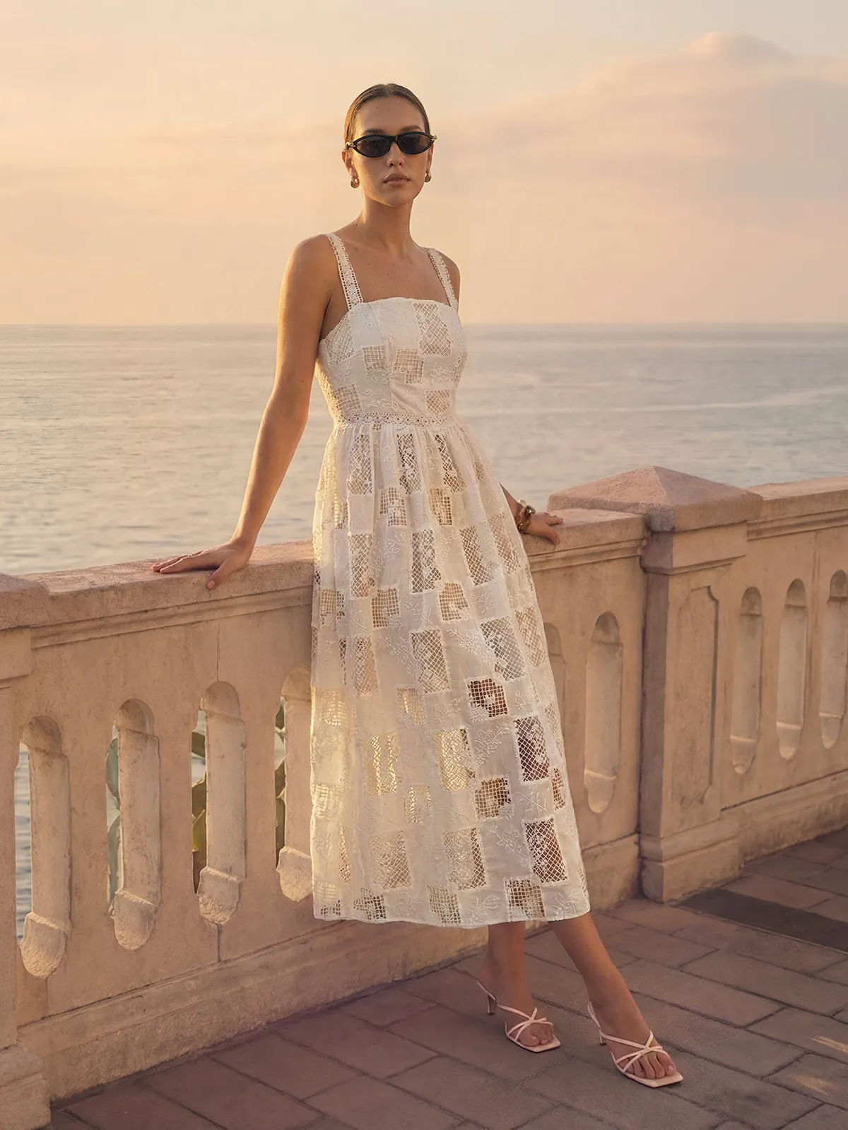 Cotton Patchwork Lace Embroidered Maxi Dress sold by COMMENSE product image thumbnail 2