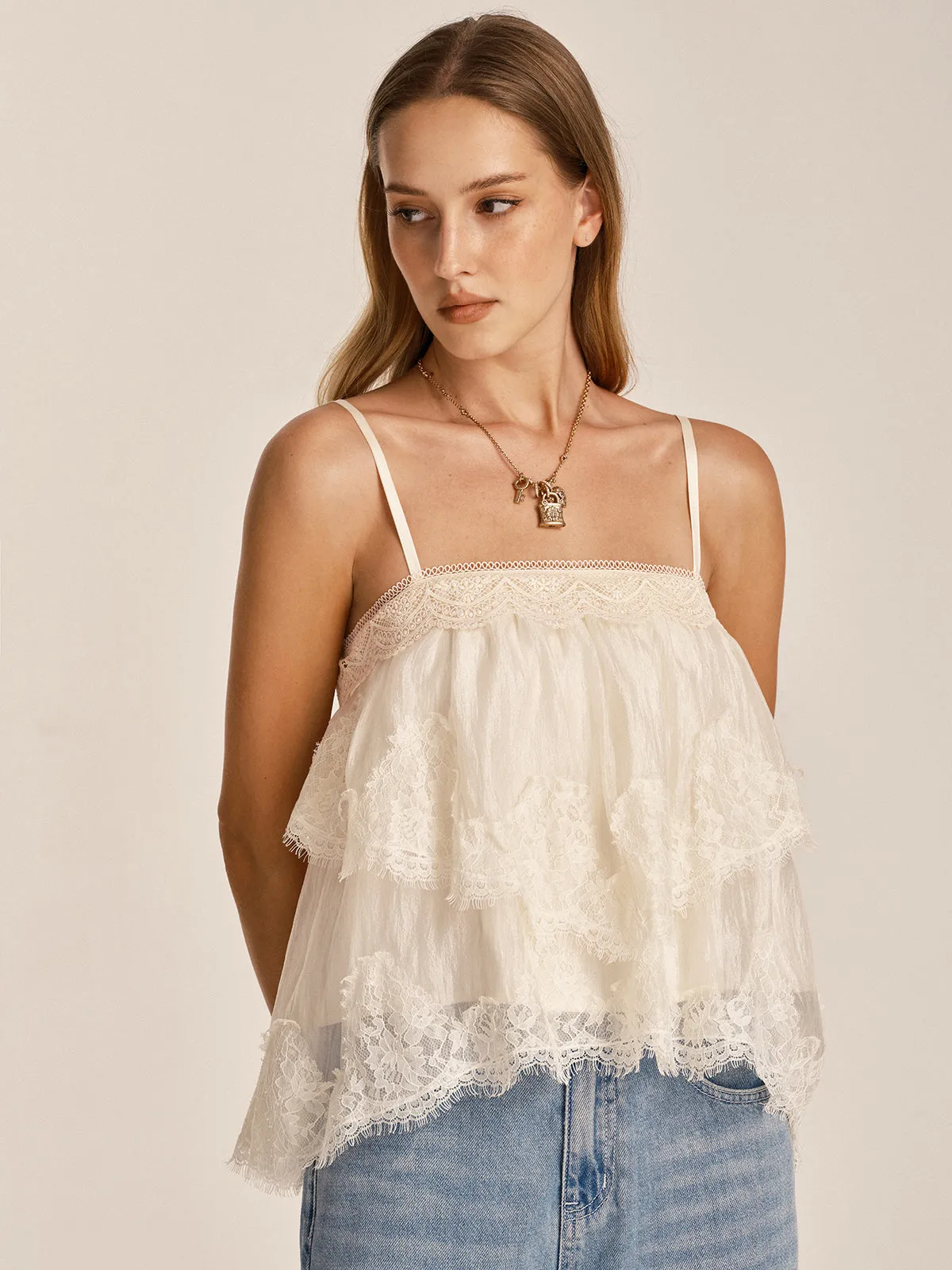 Lace Layered Cami Top sold by COMMENSE product image thumbnail 4