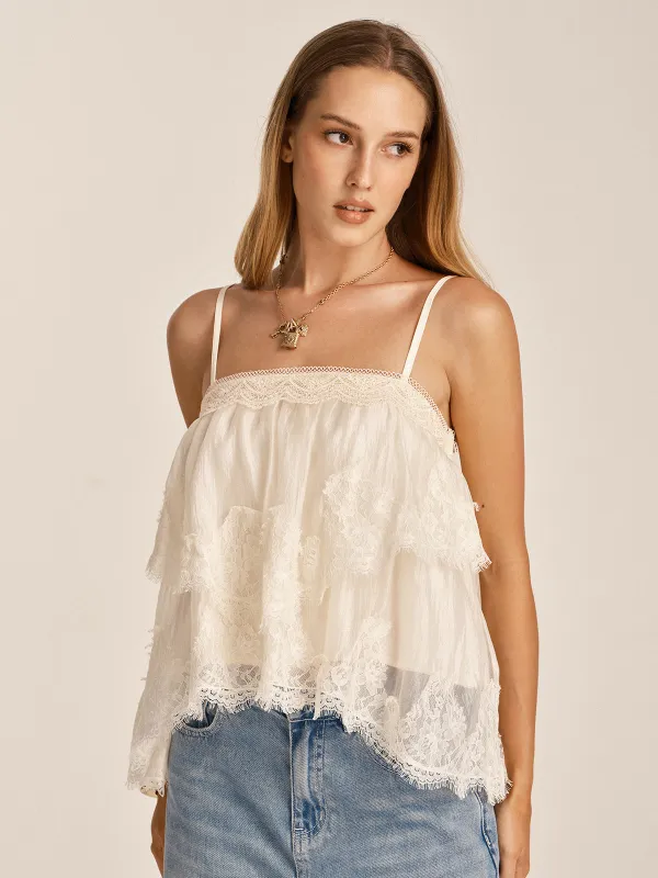 Lace Layered Cami Top made by COMMENSE