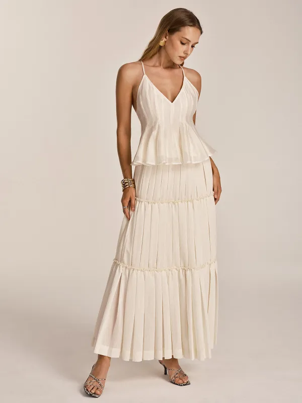 Peplum Cami Top & Tiered Maxi Skirt Set made by COMMENSE