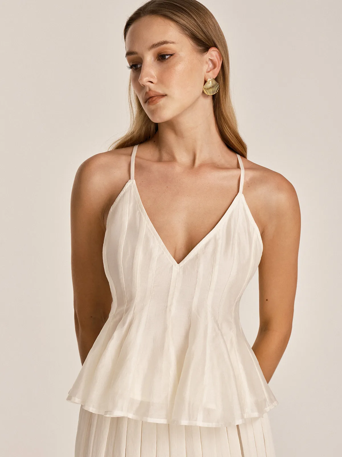 Peplum Cami Top & Tiered Maxi Skirt Set sold by COMMENSE product image thumbnail 5