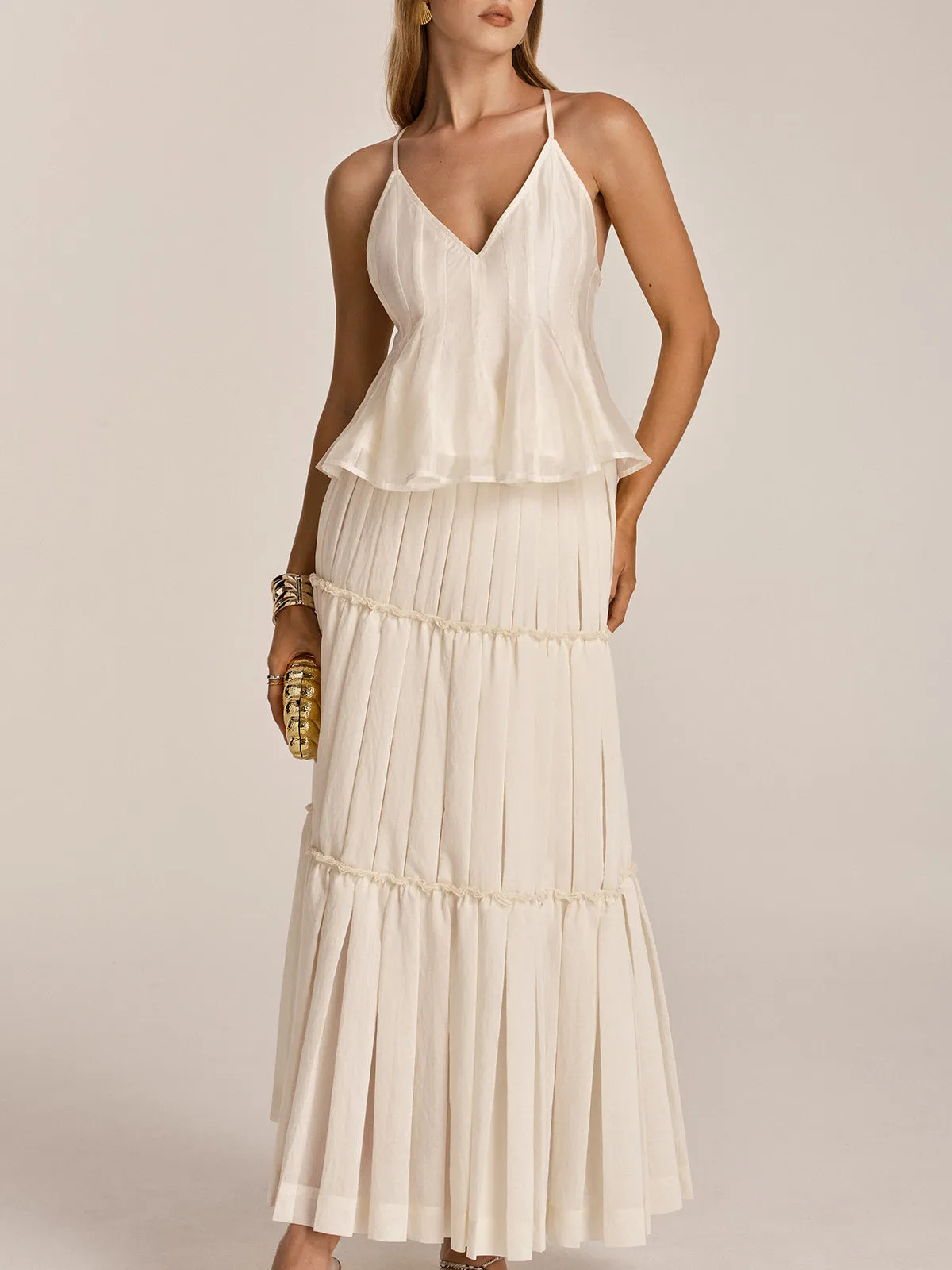 Peplum Cami Top & Tiered Maxi Skirt Set sold by COMMENSE product image thumbnail 2