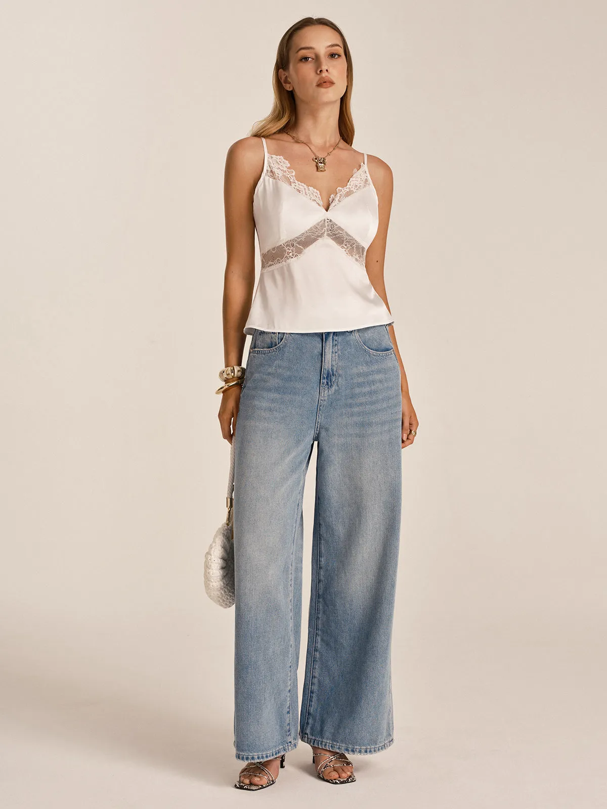 Lace Trim Satin Cami Top sold by COMMENSE product image thumbnail 4