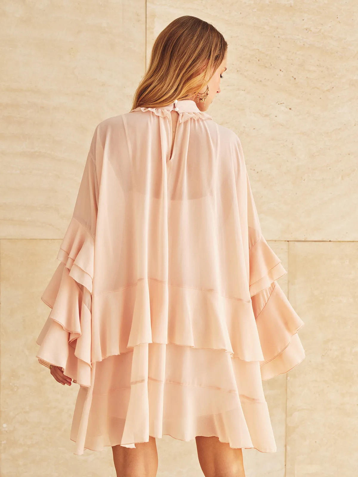 Ruffled Tiered Loose Chiffon Mini Dress sold by COMMENSE product image thumbnail 5