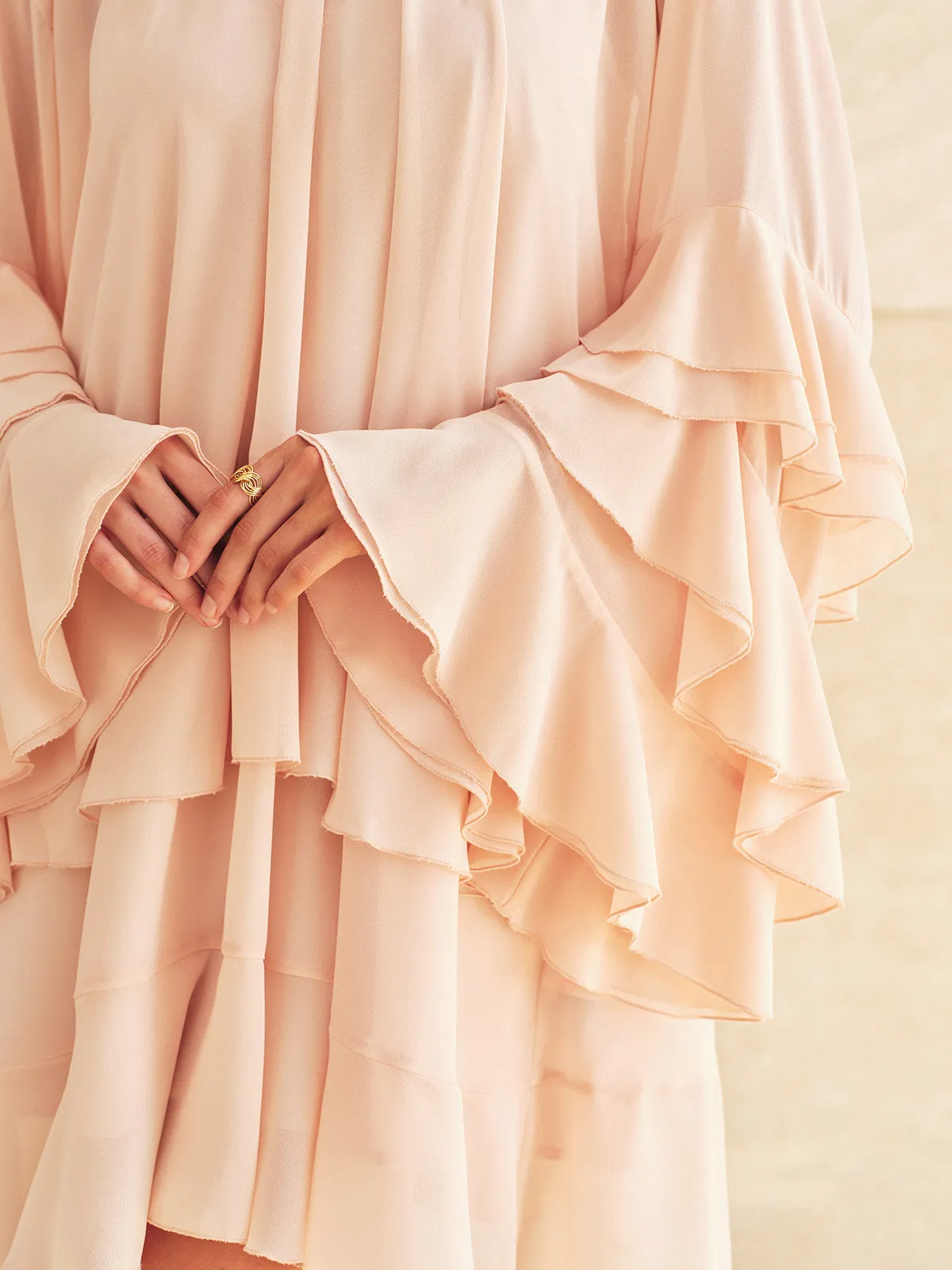 Ruffled Tiered Loose Chiffon Mini Dress sold by COMMENSE product image thumbnail 3