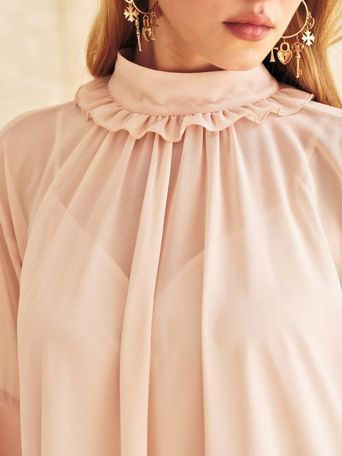 Ruffled Tiered Loose Chiffon Mini Dress sold by COMMENSE product image thumbnail 4