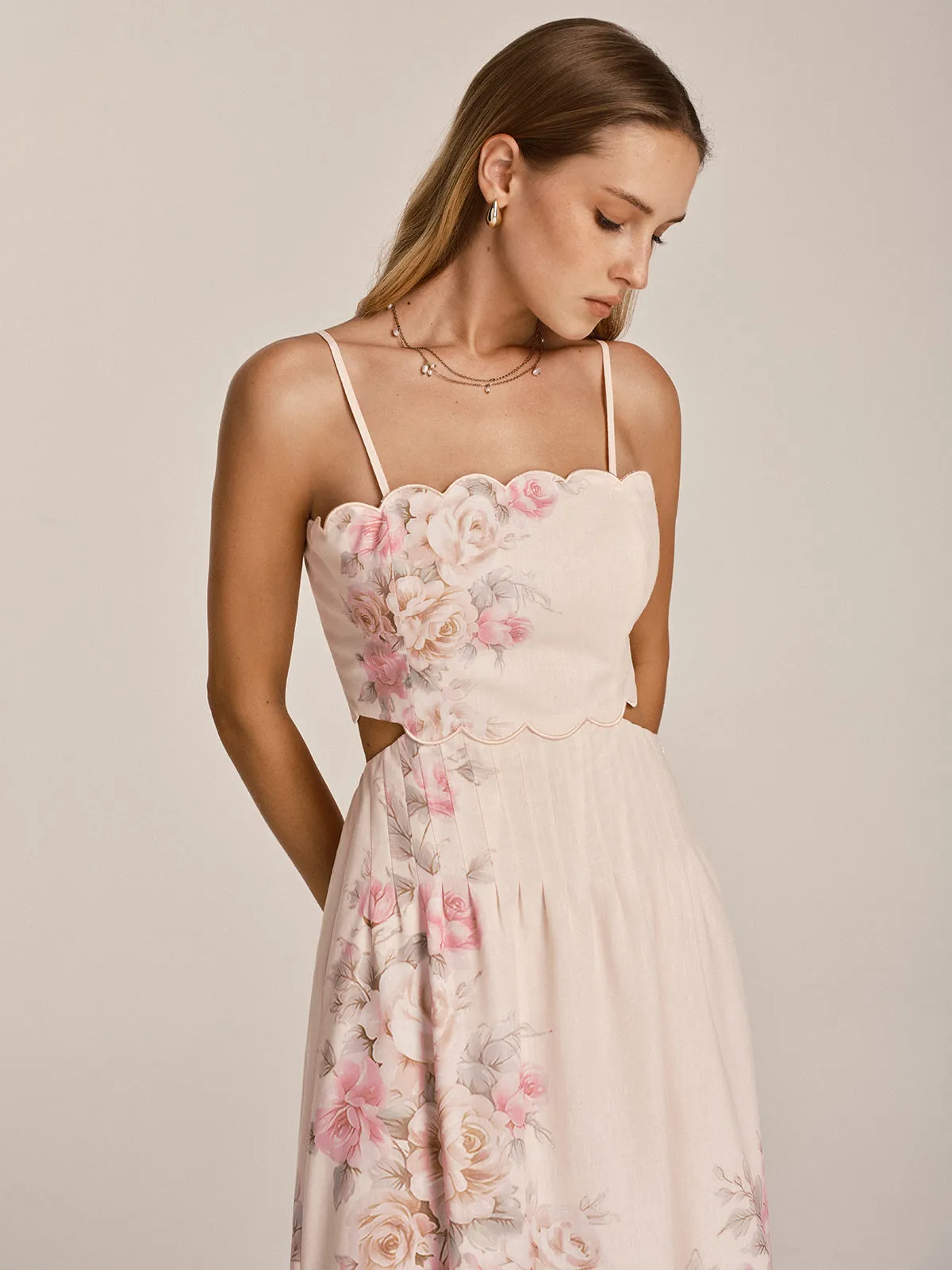 Floral Print Cut-Out Cami Maxi Dress sold by COMMENSE product image thumbnail 2