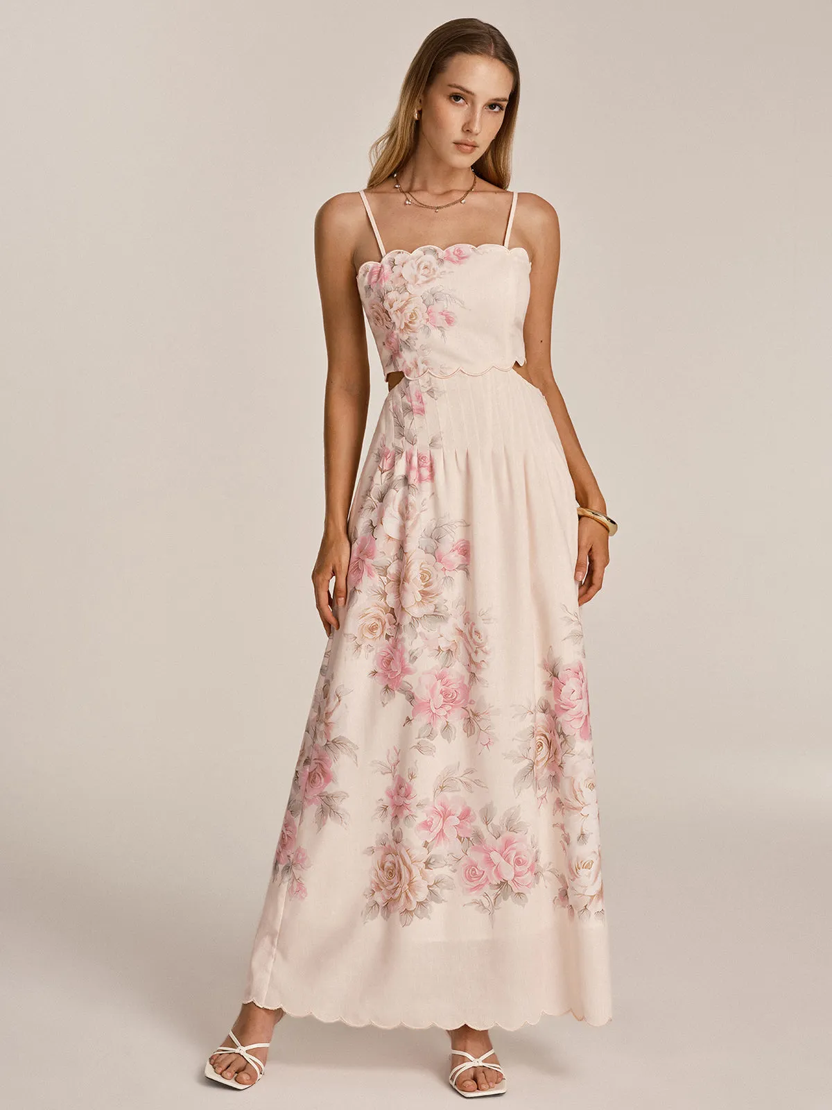 Floral Print Cut-Out Cami Maxi Dress sold by COMMENSE product image thumbnail 3