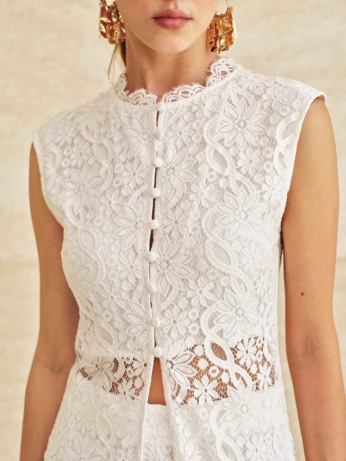 Sleeveless Lace Longline Top sold by COMMENSE product image thumbnail 4