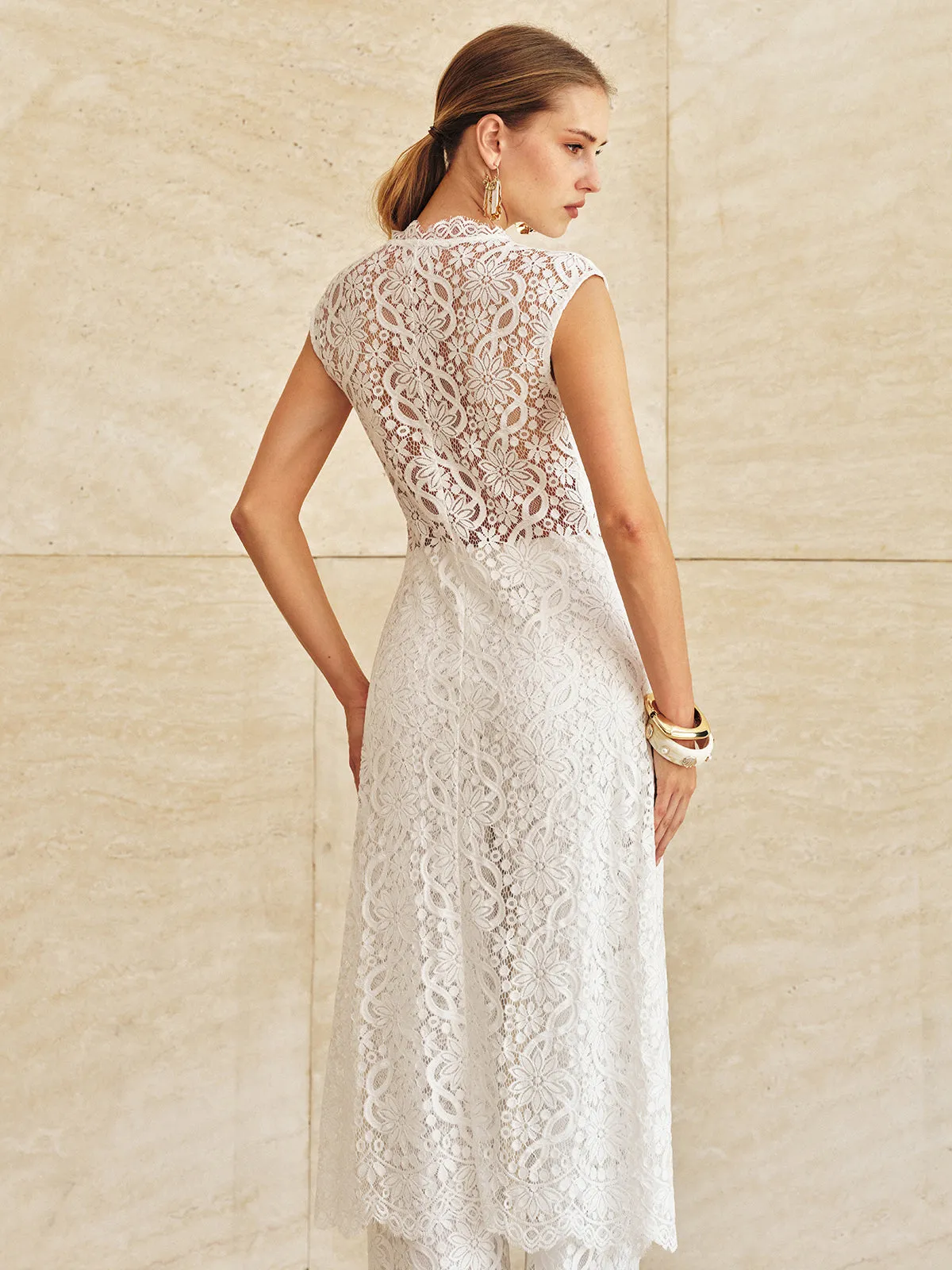 Sleeveless Lace Longline Top sold by COMMENSE product image thumbnail 5