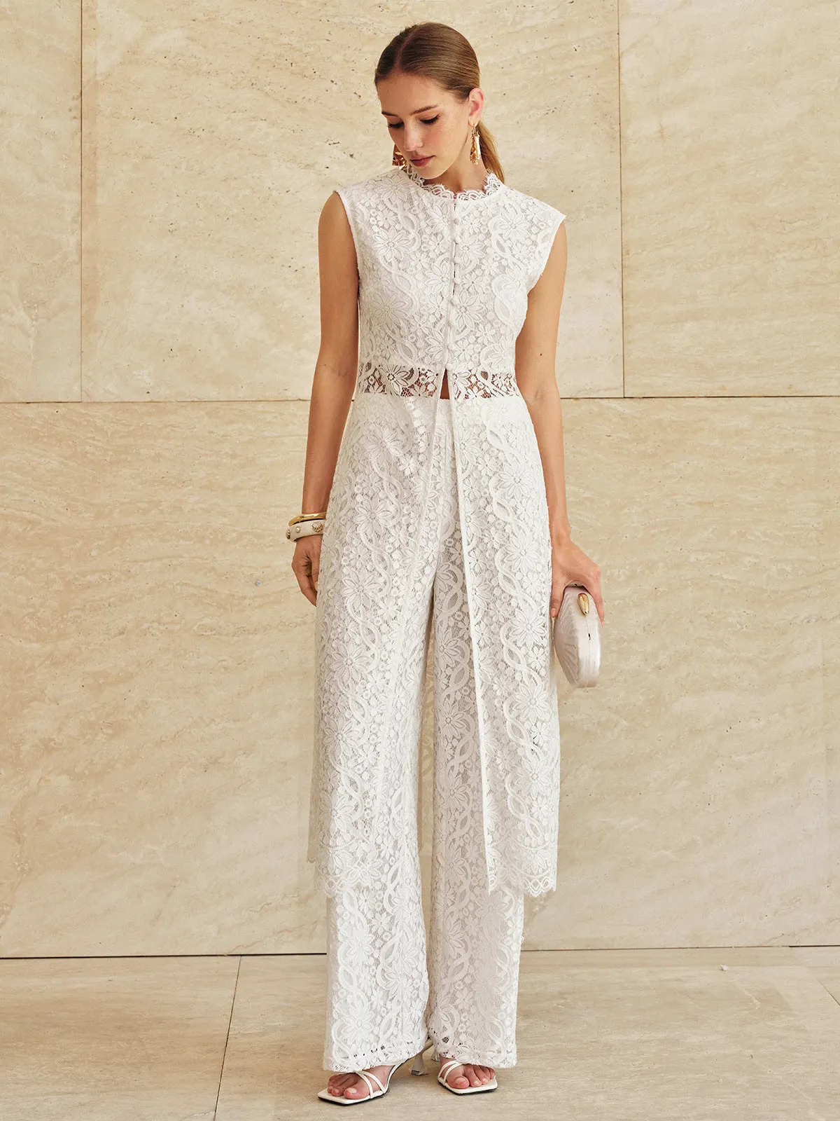 Sleeveless Lace Longline Top sold by COMMENSE product image thumbnail 2