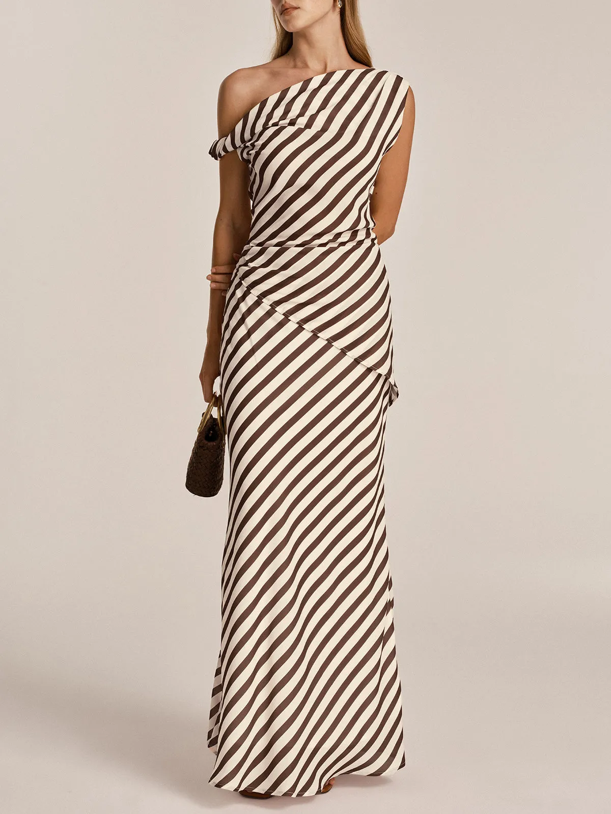 One Shoulder Striped Top & Skirt Set sold by COMMENSE product image thumbnail 2