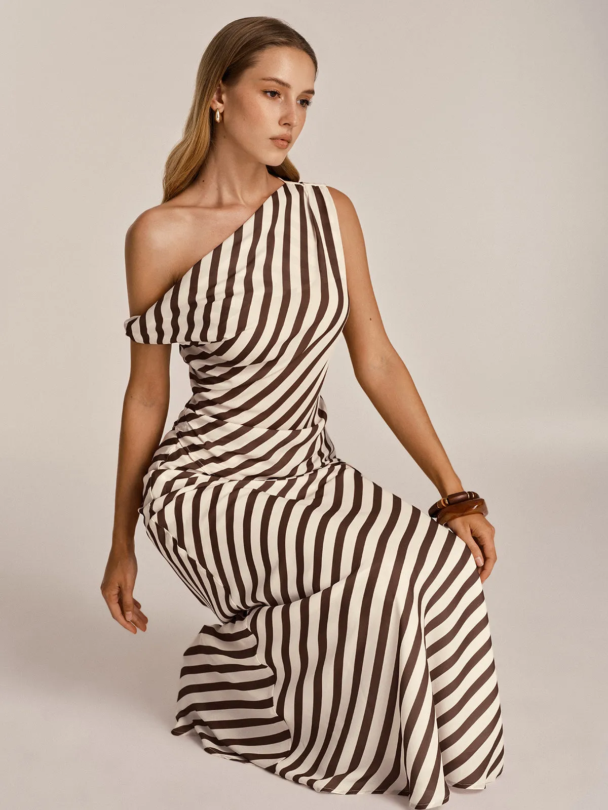 One Shoulder Striped Top & Skirt Set sold by COMMENSE