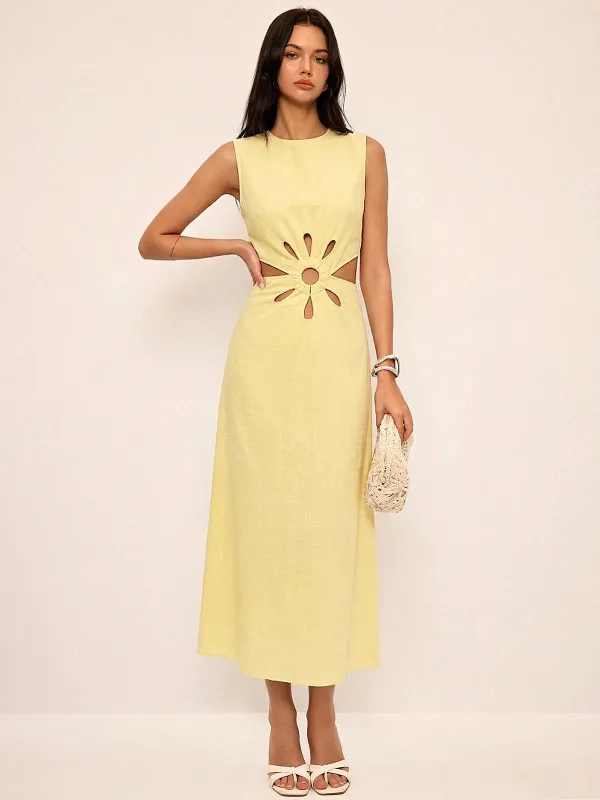 Cutout Waist Sleeveless Maxi Dress made by COMMENSE