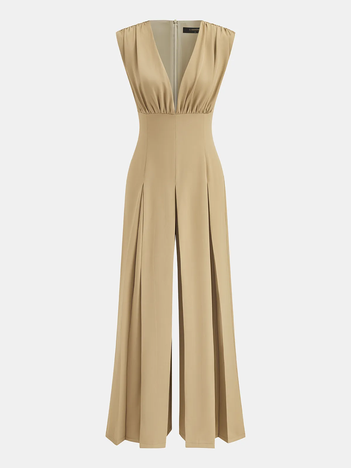 Deep V Neck Pleated Wide Leg Jumpsuit sold by COMMENSE product image thumbnail 2