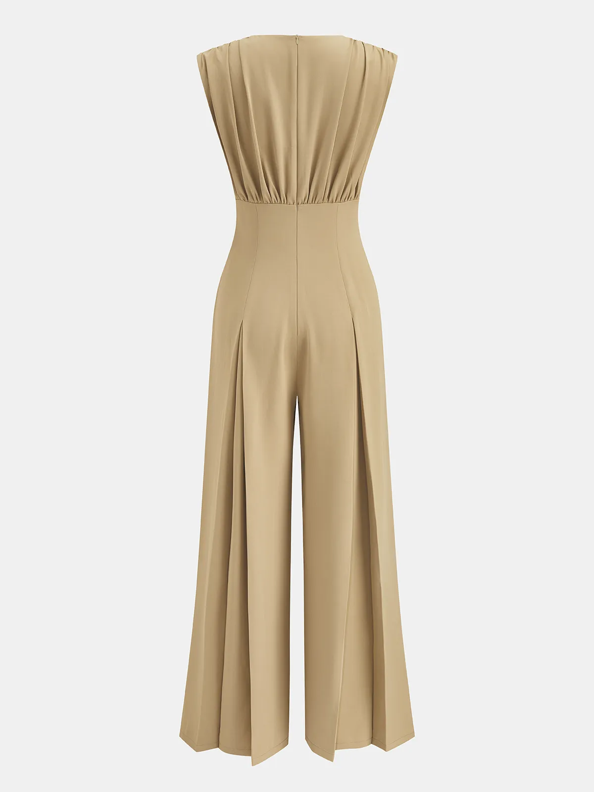 Deep V Neck Pleated Wide Leg Jumpsuit sold by COMMENSE product image thumbnail 3