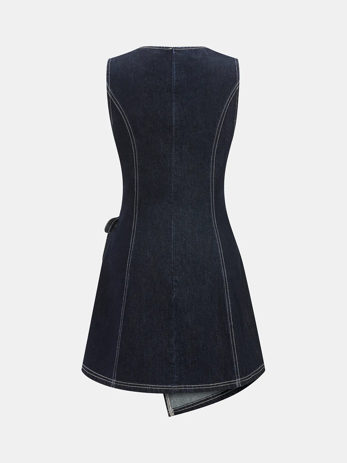 Sleeveless Denim Wrap Mini Dress sold by COMMENSE product image thumbnail 4