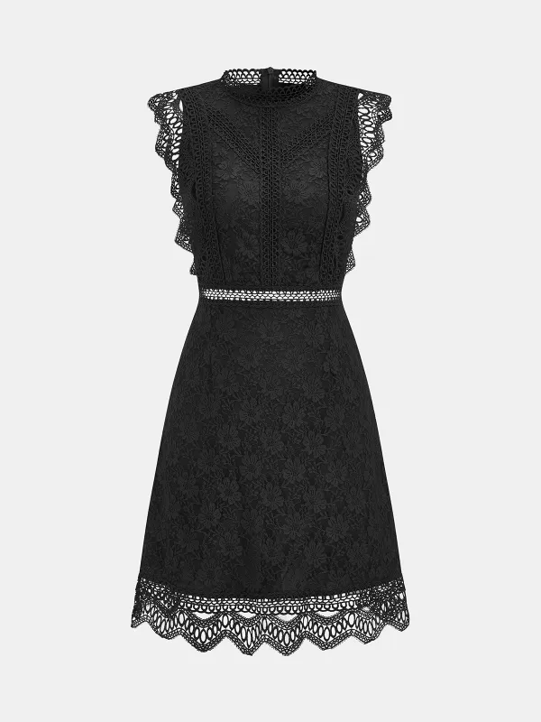 Sleeveless Lace Scalloped A-Line Dress made by COMMENSE