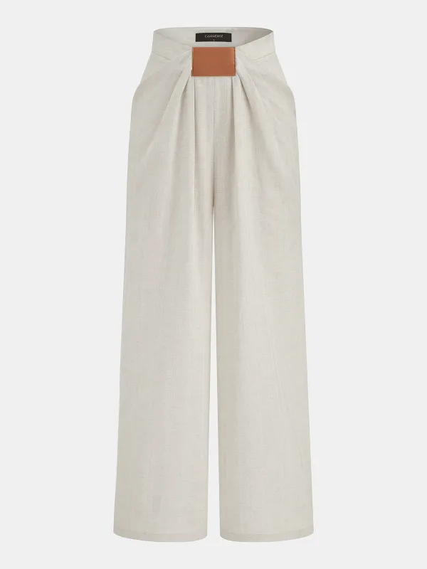 Cotton Linen Pleated Wide Leg Pants made by COMMENSE