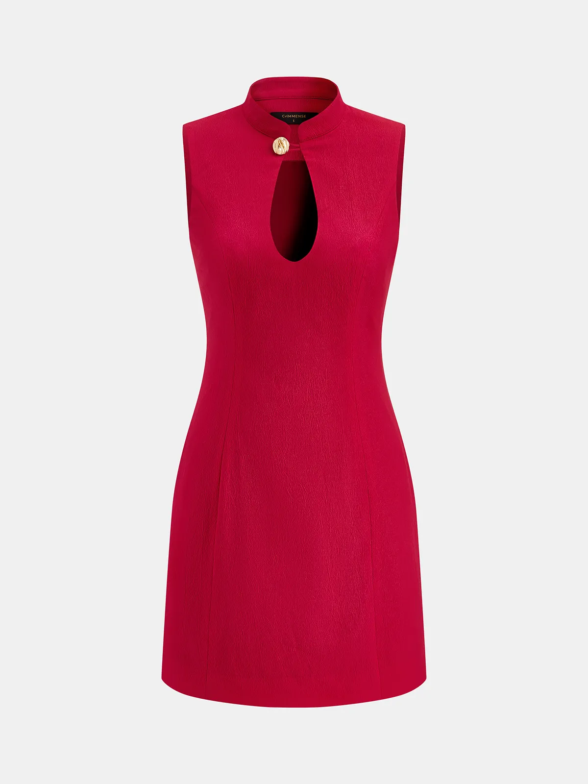 Mandarin Collar Keyhole Bodycon Mini Dress sold by COMMENSE product image thumbnail 2
