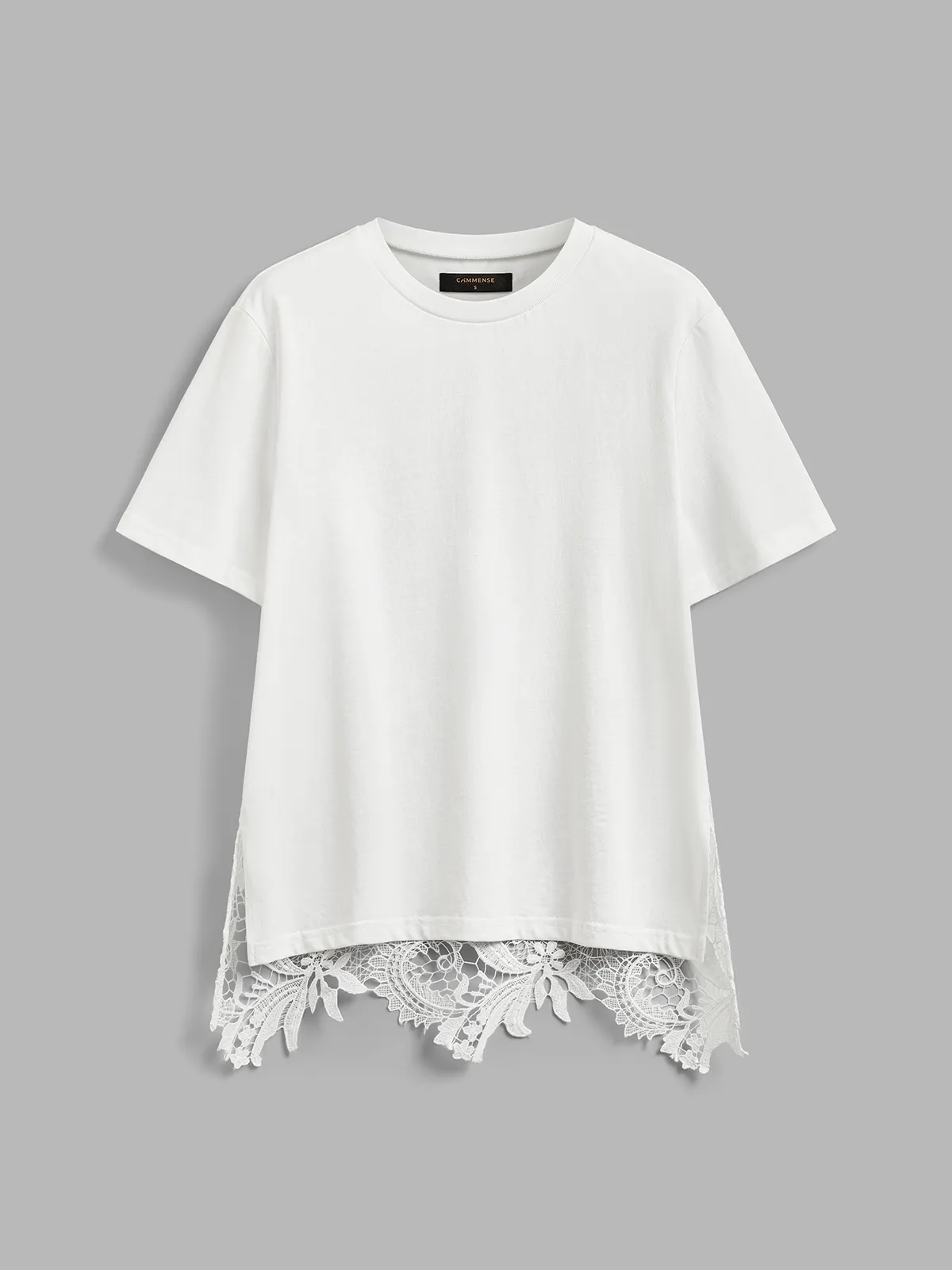 Lace-Back Cotton Short Sleeve Top sold by COMMENSE product image thumbnail 2