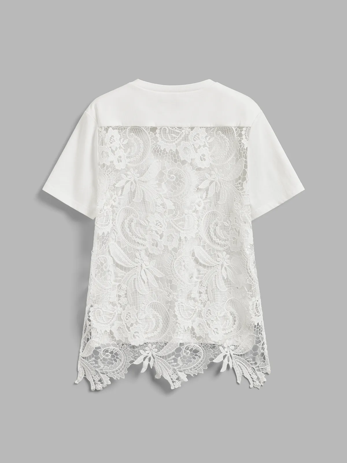 Lace-Back Cotton Short Sleeve Top sold by COMMENSE product image thumbnail 3
