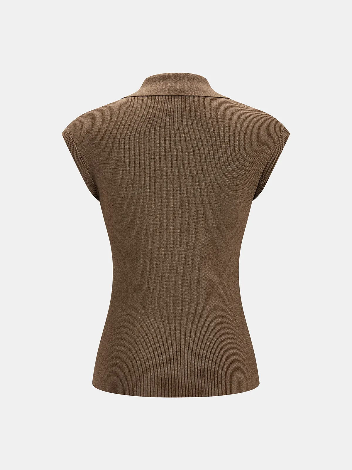 Sleeveless Collared Ribbed Buttoned Knit Top sold by COMMENSE product image thumbnail 2