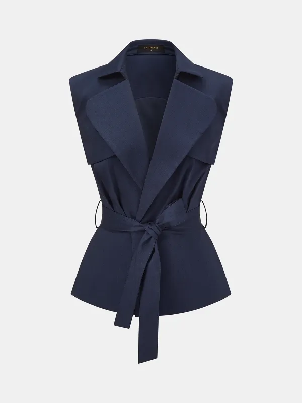 Sleeveless Belted Blazer Vest made by COMMENSE