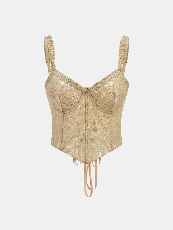Lace Frill Shaping Cropped Corset Top made by COMMENSE