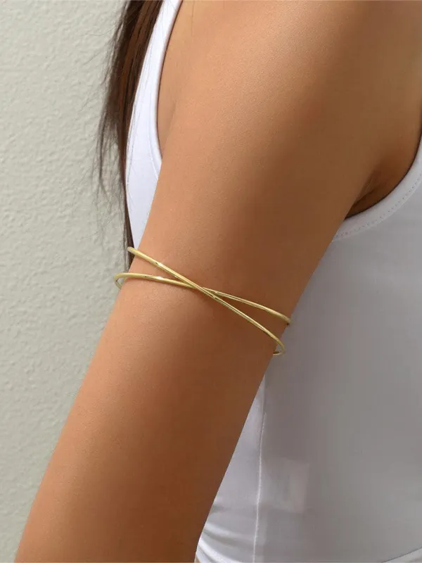 Minimalist Crisscross Upper Arm Cuff made by COMMENSE