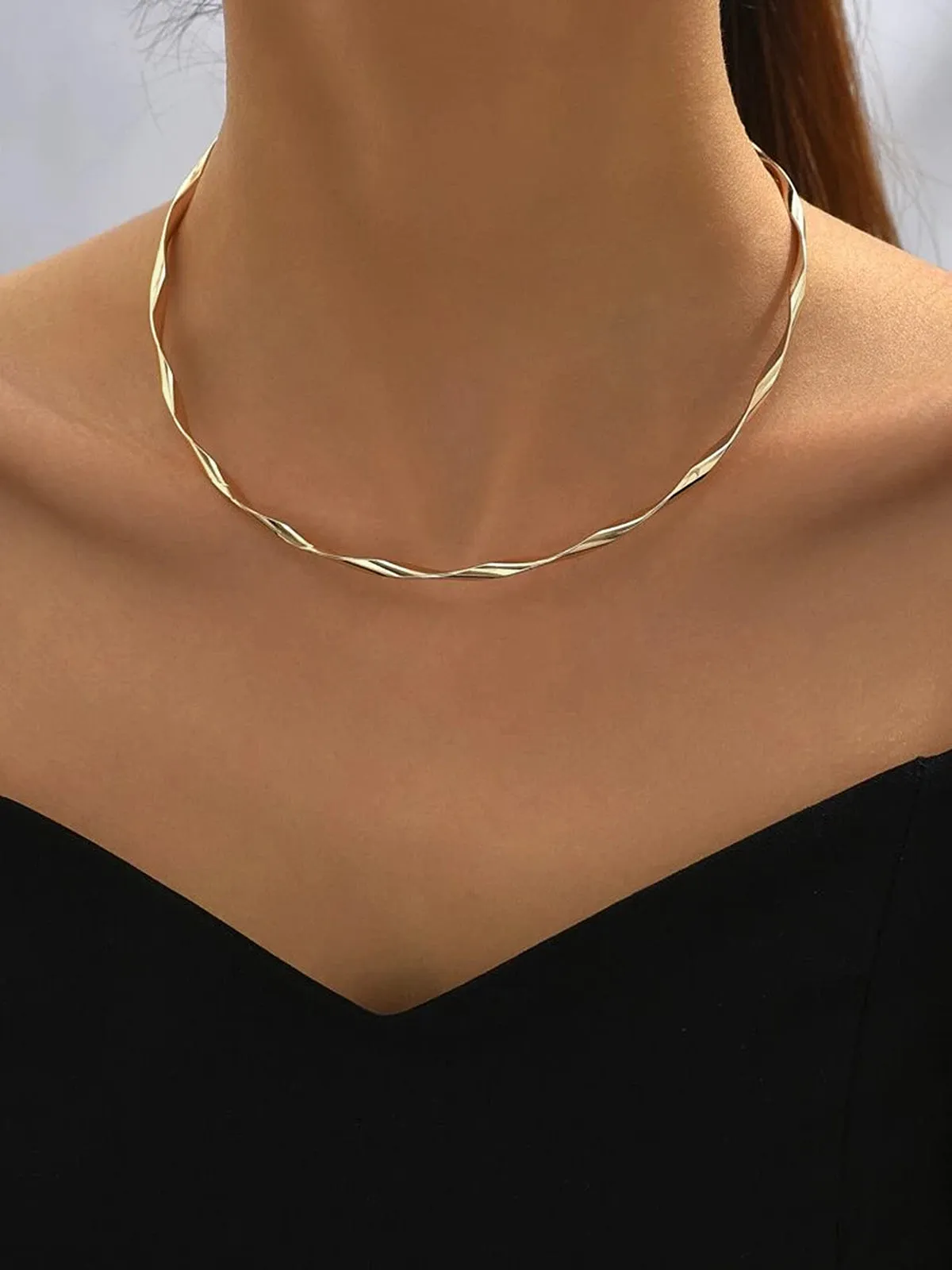 Twisted Minimalist Choker Necklace sold by COMMENSE