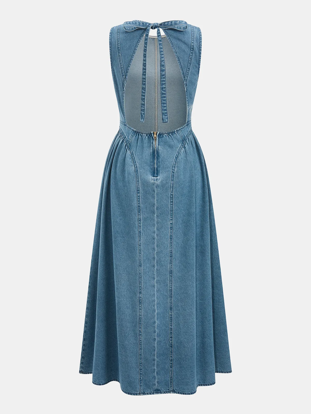 Denim Sleeveless Backless Maxi Dress sold by COMMENSE product image thumbnail 3
