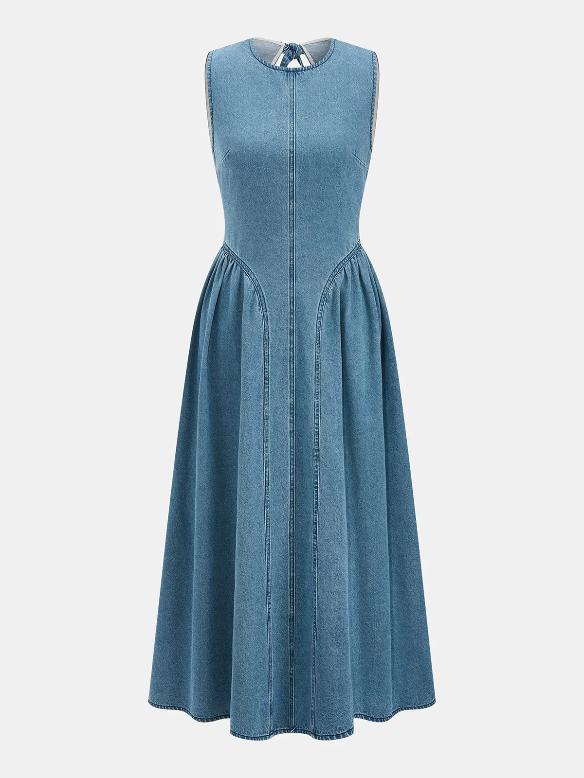 Denim Sleeveless Backless Maxi Dress sold by COMMENSE product image thumbnail 2