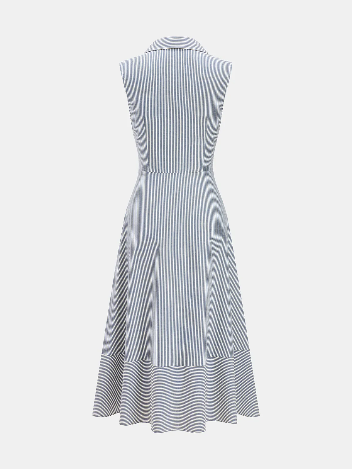Striped Sleeveless Tie Waist Maxi Shirt Dress sold by COMMENSE product image thumbnail 3