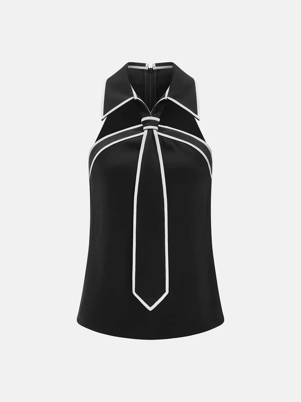 Tie Detail Contrast Piping Sleeveless Blouse sold by COMMENSE product image thumbnail 2