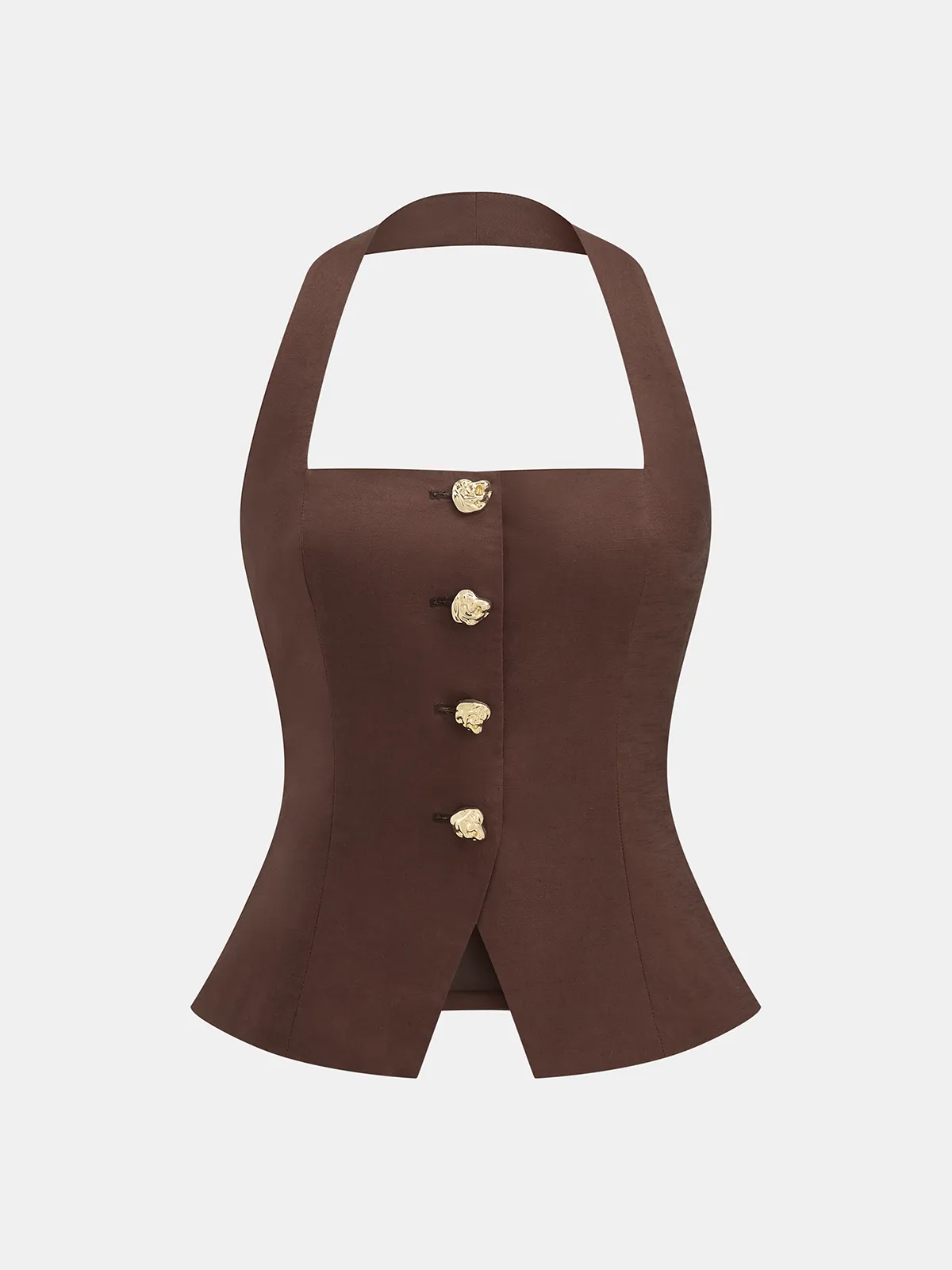Cotton Linen Halter Buttoned Top & Pants Set sold by COMMENSE product image thumbnail 2