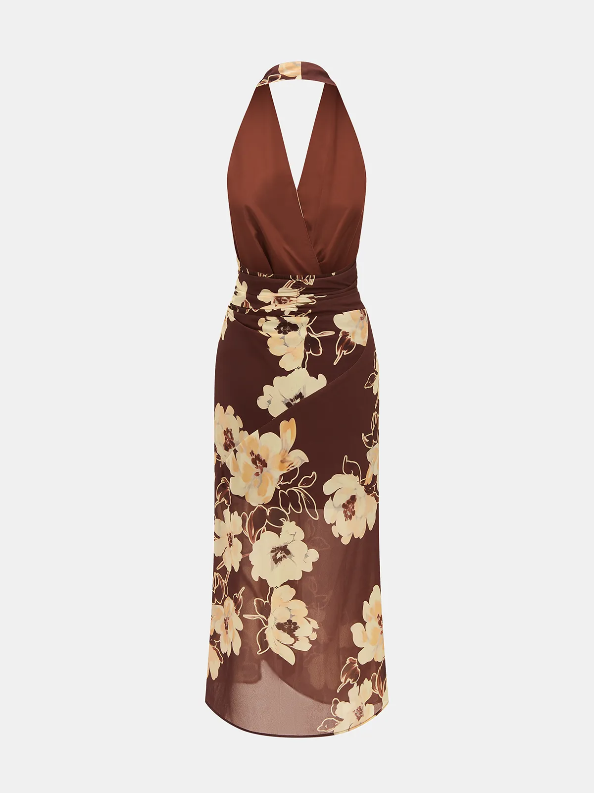 Floral Print Halter Twisted Midi Dress sold by COMMENSE product image thumbnail 2