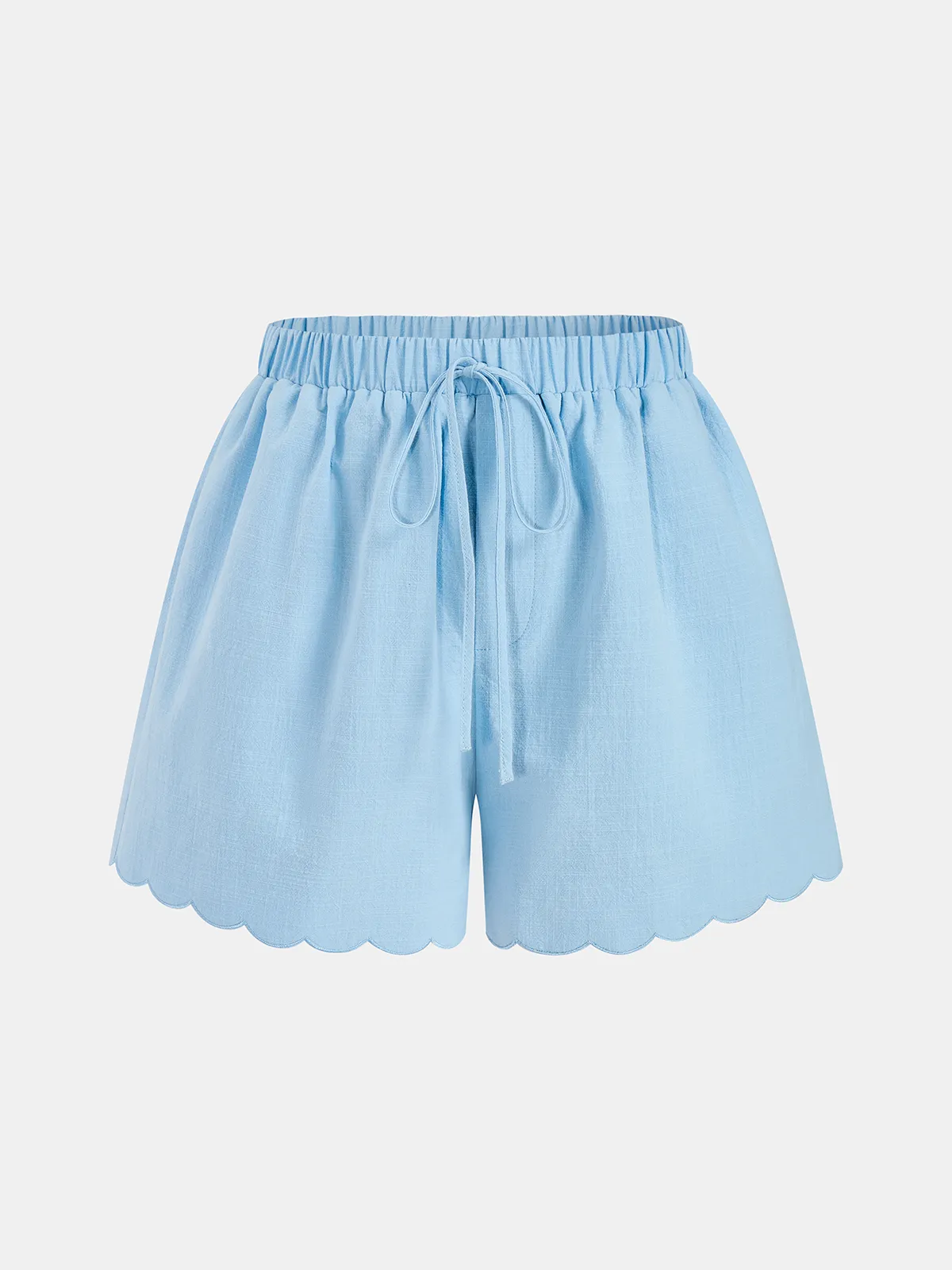 Cotton Ruffle Trim Top & Drawstring Shorts Set sold by COMMENSE product image thumbnail 2