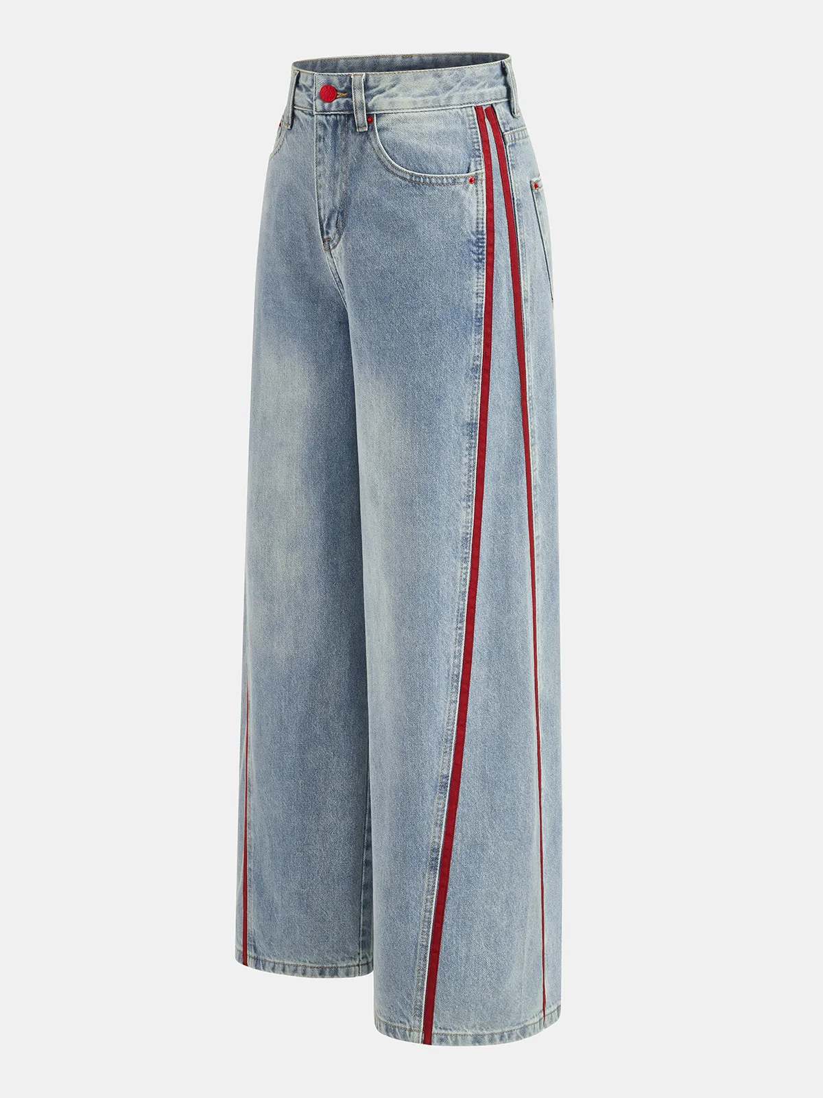 Side Stripe Curved Leg Denim Jeans sold by COMMENSE product image thumbnail 2