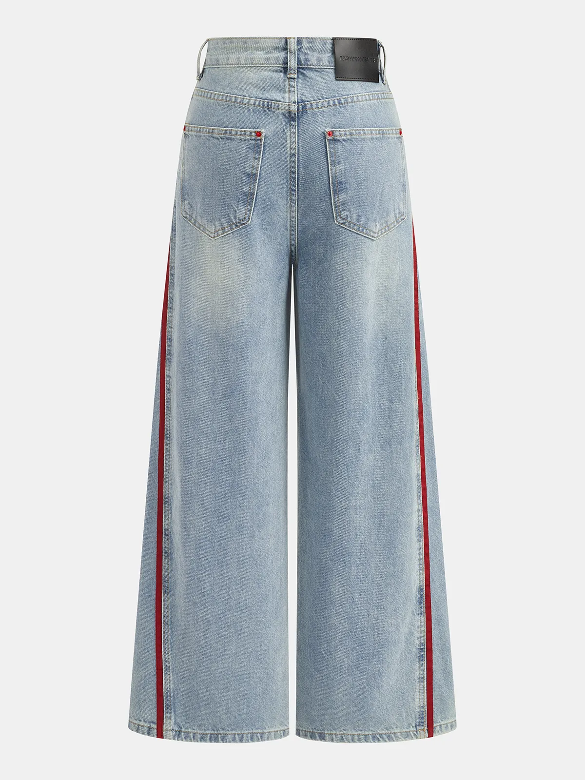 Side Stripe Curved Leg Denim Jeans sold by COMMENSE product image thumbnail 3