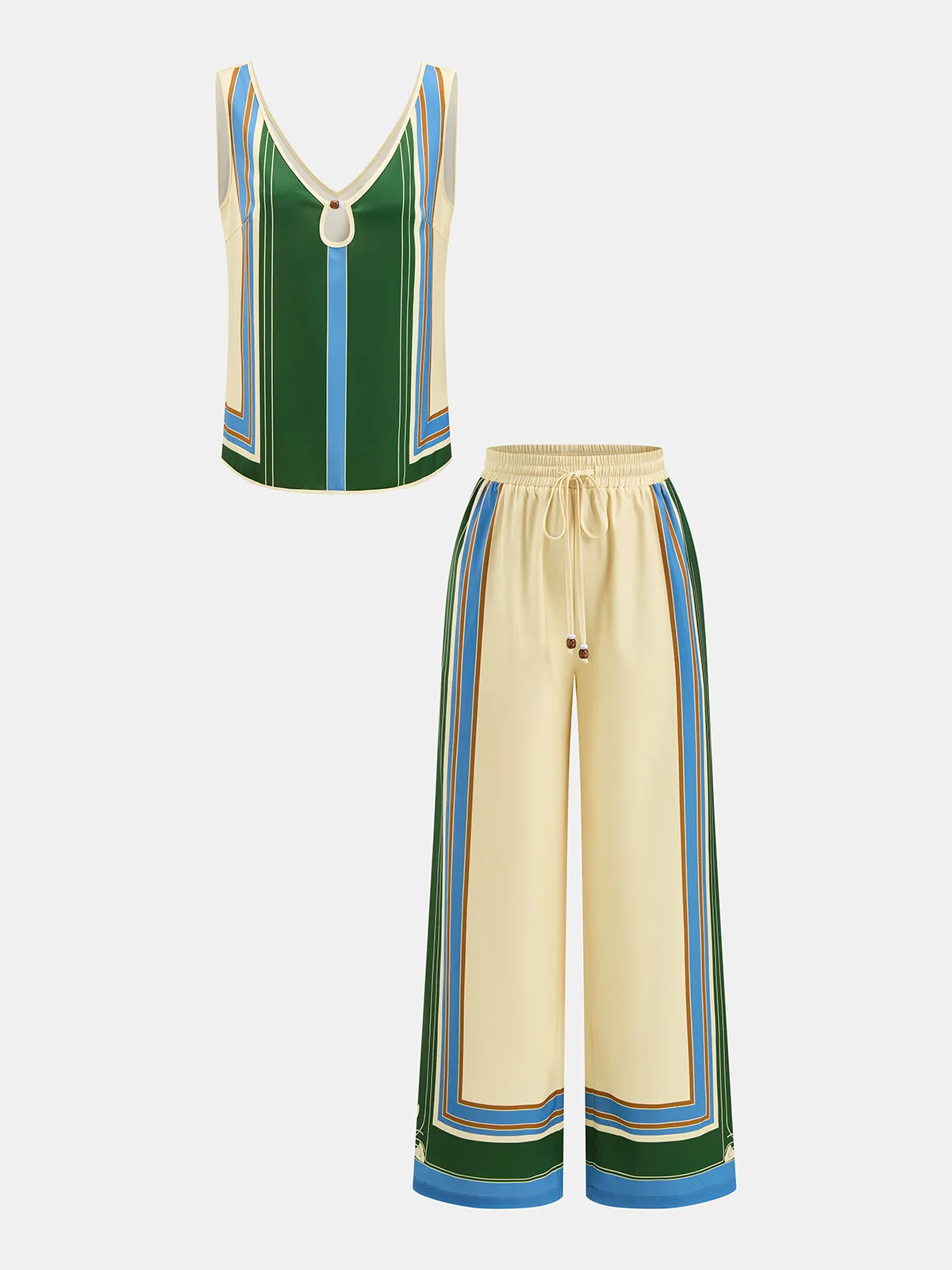 Geometric Print Cami Top & Wide Leg Pants Set sold by COMMENSE product image thumbnail 2