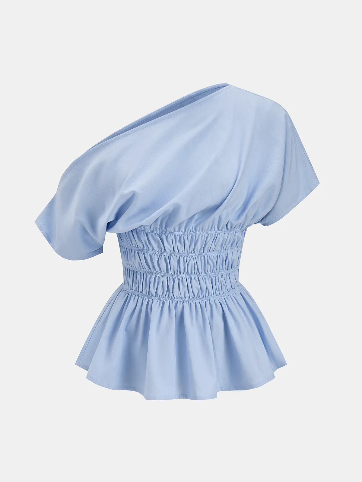 Off Shoulder Smocked Peplum Top & Shorts Set sold by COMMENSE product image thumbnail 3