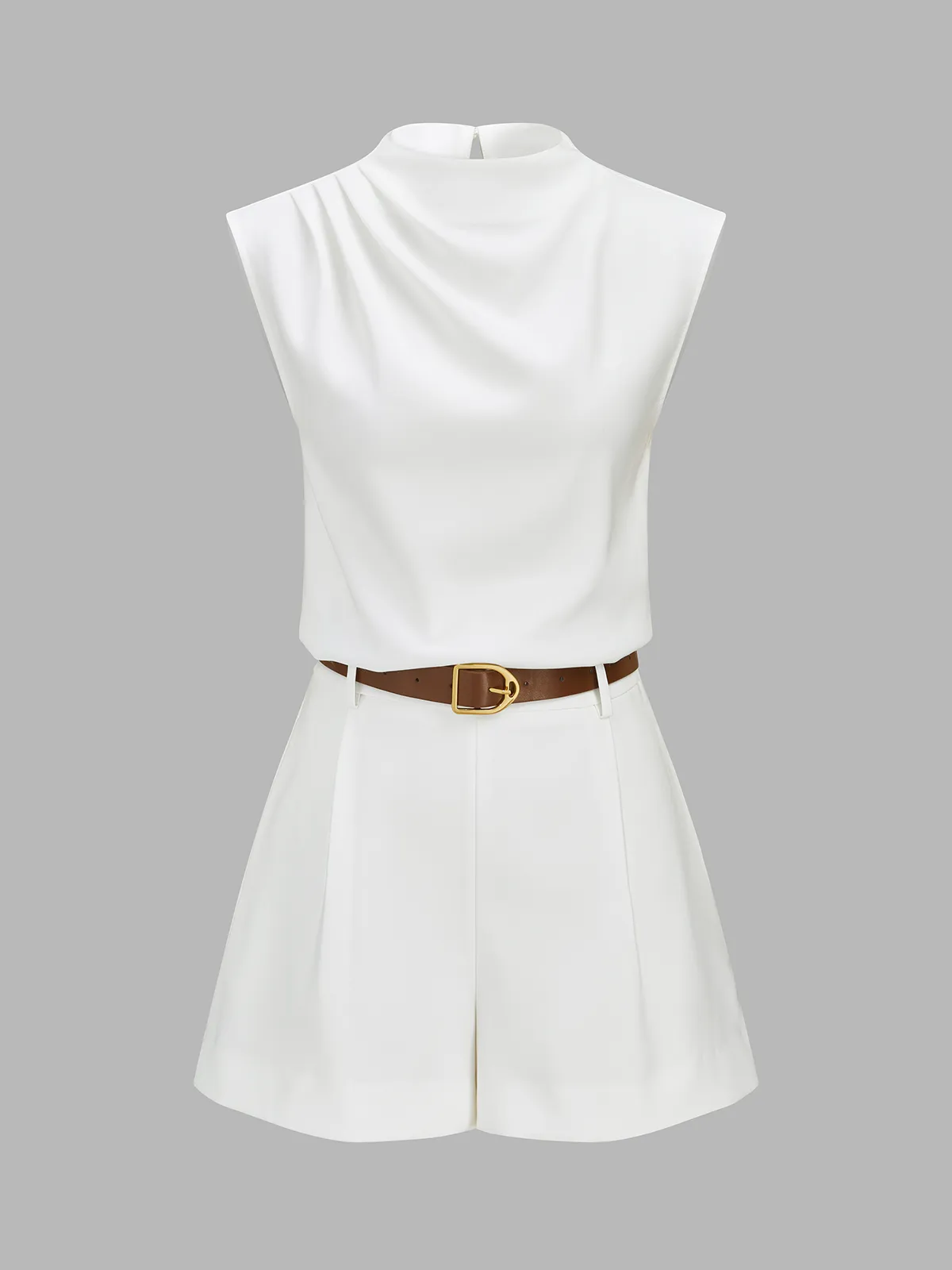 Draped Sleeveless Top & Belted Shorts Set sold by COMMENSE product image thumbnail 2