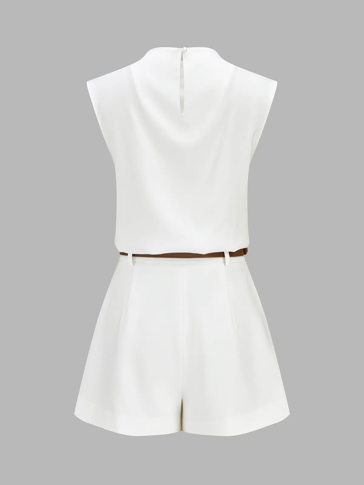 Draped Sleeveless Top & Belted Shorts Set sold by COMMENSE product image thumbnail 3