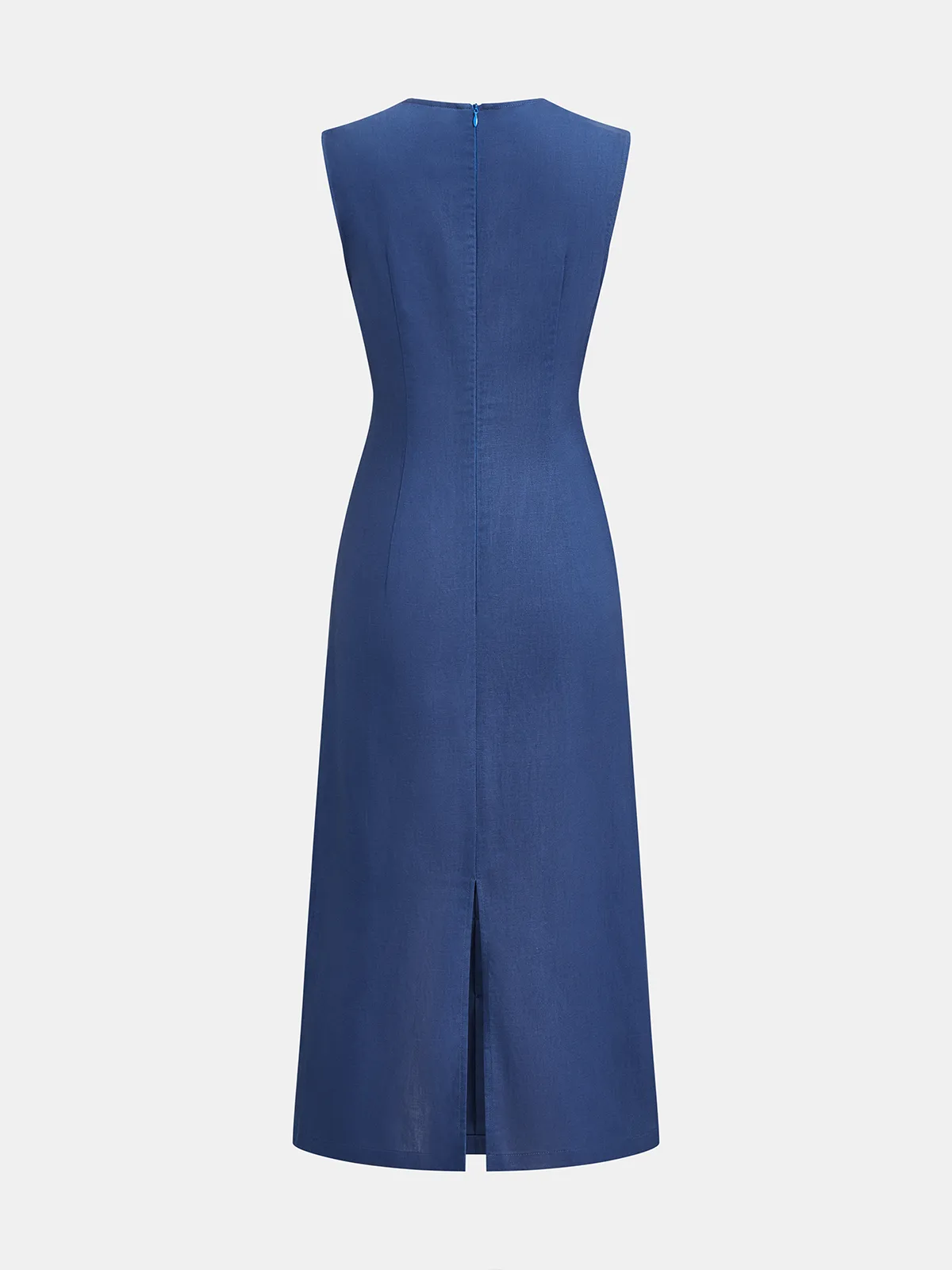 Sleeveless Metal Detail Linen Blend Midi Dress sold by COMMENSE product image thumbnail 2