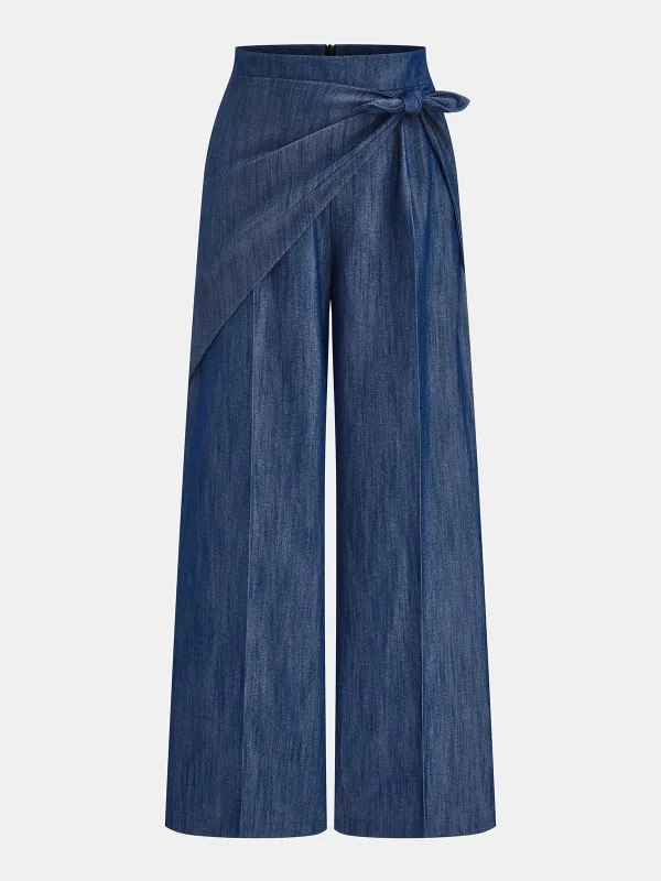 Asymmetric Knot-Waist Wide Leg Pants made by COMMENSE