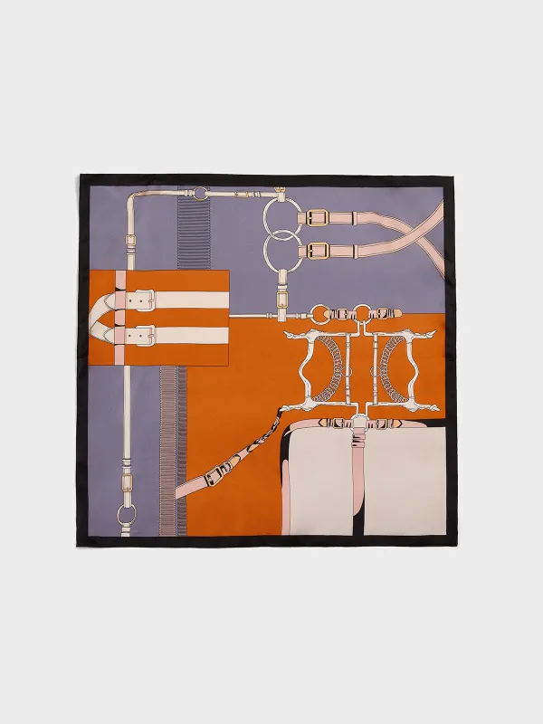 Luxury Harness Print 100% Silk Square Scarf made by COMMENSE