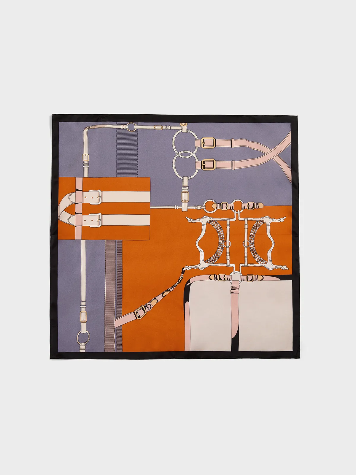 Luxury Harness Print 100% Silk Square Scarf sold by COMMENSE