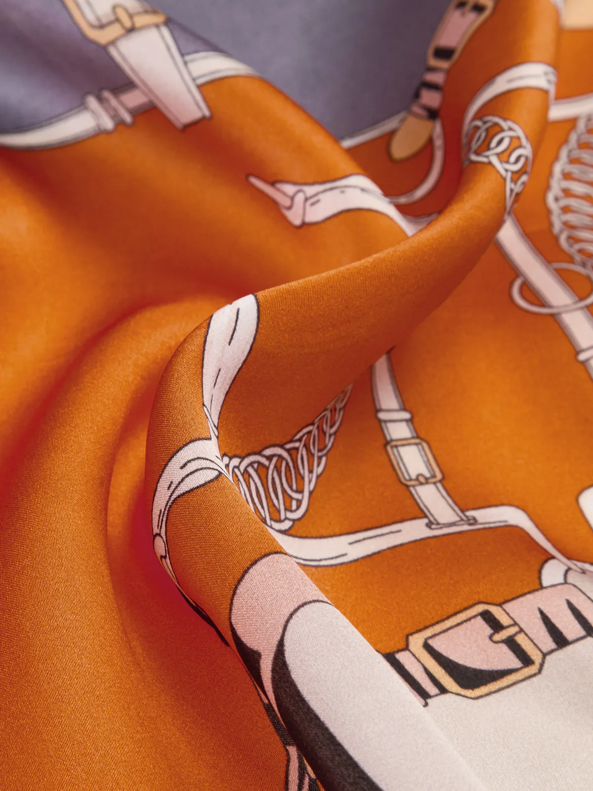 Luxury Harness Print 100% Silk Square Scarf sold by COMMENSE product image thumbnail 3